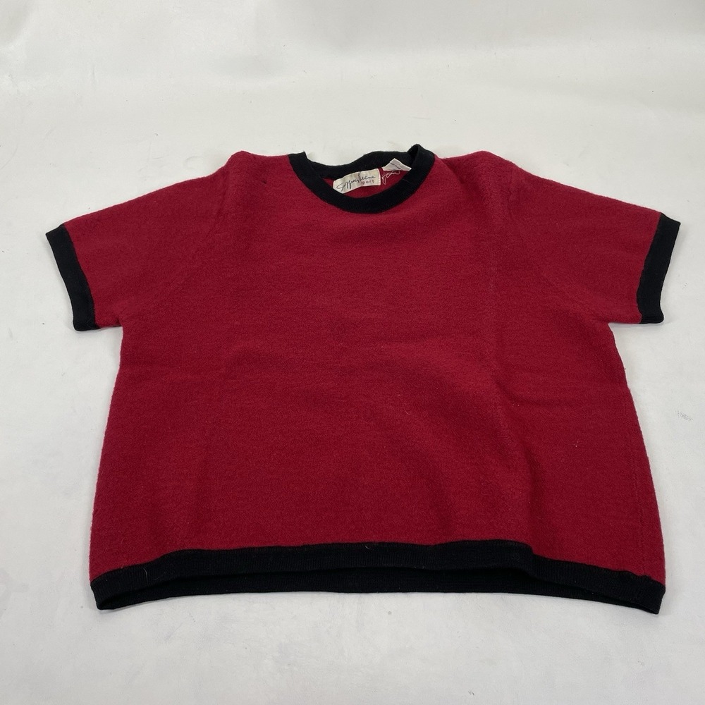 Geoffrey Beene Sport Merino Wool Shirt Womens‎ Size M Short Sleeve Red